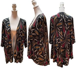 LuLaRoe Black Multi-Color Paisley Print Open Front Short Sleeve Cardigan Size S